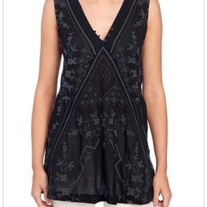 Free people embroidered deep v tunic